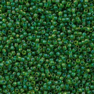 Toho Round Seed Bead 11/0 Yellow Inside Color Lined Lime Green 2.5-inch Tube (947)