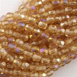 100 Czech Fire Polished 4mm Round Bead Light Topaz Celsian (10020Z)