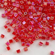 Miyuki 4mm Square Seed Bead Transparent Red AB 19g Tube (254)