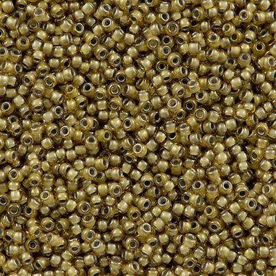 50g Toho Round Seed Beads 11/0 Topaz Inside Color Lined Light Gray (375)