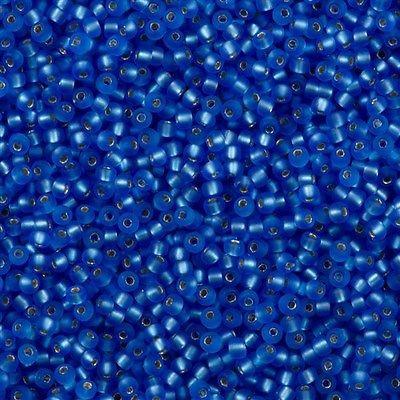 50g Miyuki Round Seed Bead 11/0 Matte Silver Lined Sapphire 11-19F