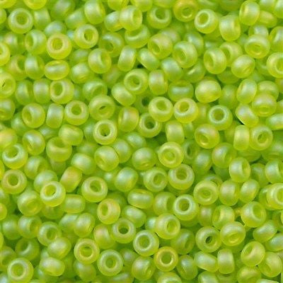 Miyuki Round Seed Bead 8/0 Transparent Matte Lime AB 22g Tube (143FR)