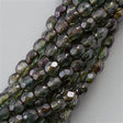 100 Czech Fire Polished 3mm Round Bead Transparent Green Luster (65431)