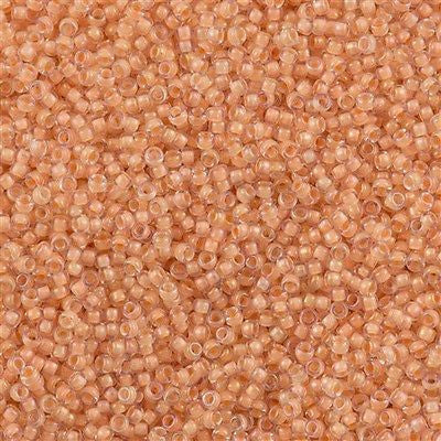 Miyuki Round Seed Bead 15/0 Inside Color Lined Light Peach Luster 2-inch Tube (2197)