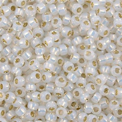 Toho Round Seed Beads 6/0 Silver Lined Milk White 2.5-inch tube (2100)