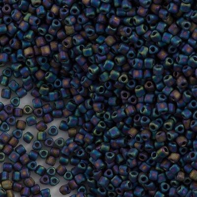 Miyuki Triangle Seed Bead 10/0 Opaque Matte Black AB 10g (401FR)