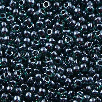 Miyuki Round Seed Bead 11/0 Ruby Lined Emerald AB 15g 11-362