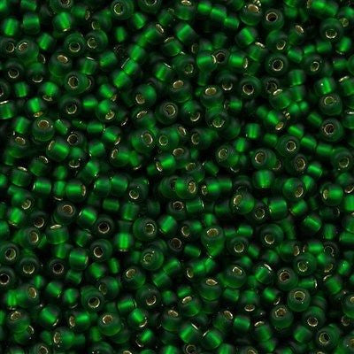 Miyuki Round Seed Bead 8/0 Matte Silver Lined Green 22g Tube (16F)