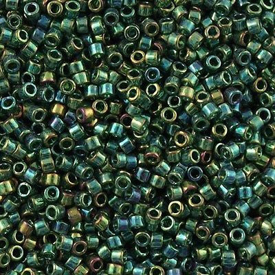 Miyuki Delica Seed Bead 11/0 Transparent Emerald Gold Luster AB 2-inch Tube DB125