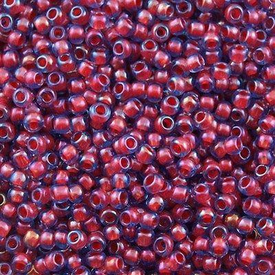 50g Toho Round Seed Beads 6/0 Inside Color Lined Oxblood Blue (304)