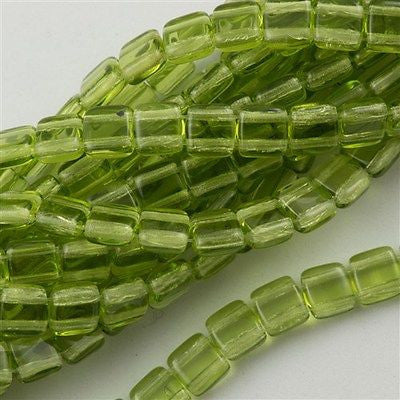 50 CzechMates 6mm Two Hole Tile Beads Olivine T6-50230