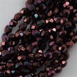 100 Czech Fire Polished 3mm Round Bead Metallic Amethyst Luster (15726B)