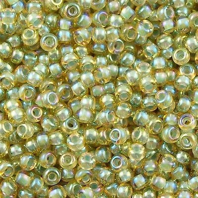 Miyuki Round Seed Bead 11/0 Aqua Lined Yellow 22g Tube (359)