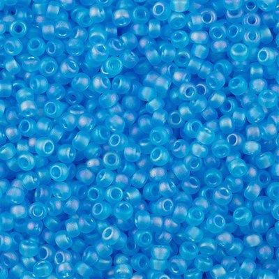 Miyuki Round Seed Bead 8/0 Transparent Matte Light Blue AB 22g Tube (148FR)