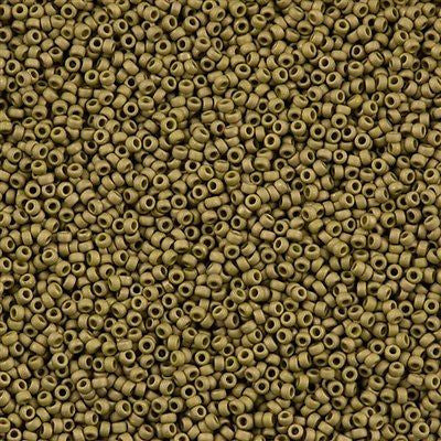 Miyuki Round Seed Bead 15/0 Opaque Matte Yellow Green 2-inch Tube (2032)