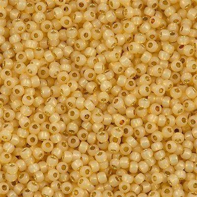 50g toho Round Seed Bead 8/0 Permanent Finish Milky Light Topaz Silver Lined (2110PF)