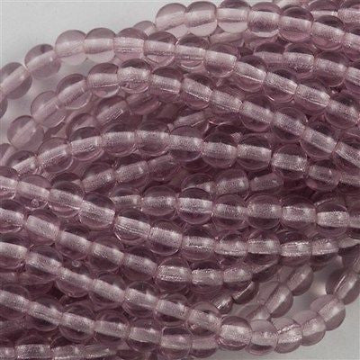 100 Czech 6mm Pressed Glass Round Beads Light Amethyst (20020)