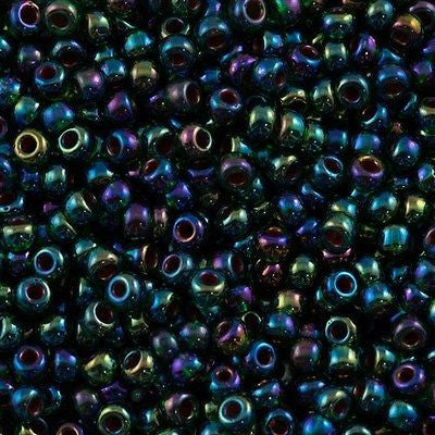 Miyuki Round Seed Beads 6/0 Fuchsia Lined Emerald AB #344 | Aura ...