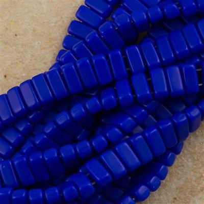 50 CzechMates 3x6mm Two Hole Brick Beads Matte Blue BR-33060M