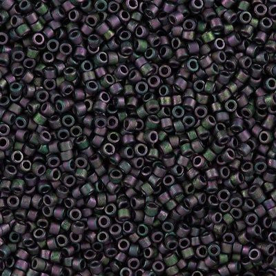 25g Miyuki Delica Seed Bead 11/0 Matte Met Plum Emerald Gold Luster AB DB1053