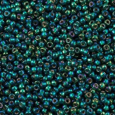 Miyuki Round Seed Bead 8/0 Silver Lined Emerald AB 22g Tube (1017)