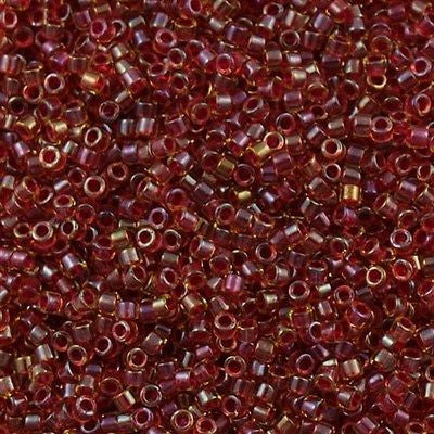 Miyuki Delica Seed Bead 11/0 Amber Inside Dyed Color Red 7g Tube DB282