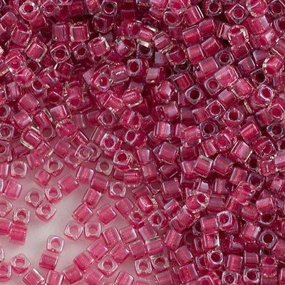 Miyuki 1.8mm Cube Seed Bead Inside Color Lined Rose 8g Tube (2603)