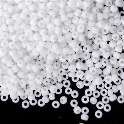 Toho Round Seed Beads 6/0 Opaque Matte White 2.5-inch tube (41F)