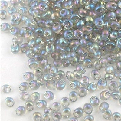 Miyuki 4mm Magatama Seed Bead Transparent Pale Gray AB 23g Tube (2136)