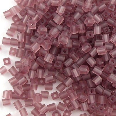 Miyuki 4mm Cube Seed Bead Matte Amethyst 15g (142F)