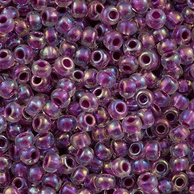 Miyuki Round Seed Bead 6/0 Inside Color Lined Raspberry AB 20g Tube (264)