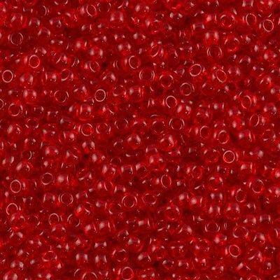 Toho Round Seed Bead 8/0 Transparent Ruby 5.5-inch tube (5B)