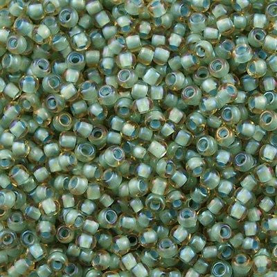 Toho Round Seed Bead 8/0 Inside Color Lined Sea Foam Topaz 2.5-inch tube (952)