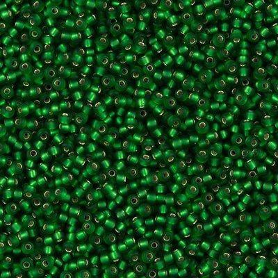 50g Miyuki Round Seed Bead 11/0 Matte Silver Lined Green 11-16F