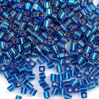 Miyuki 4mm Square Seed Bead Silver Lined Capri Blue 19g Tube (149S)