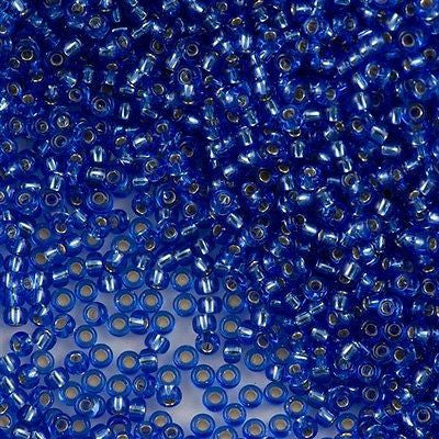 Miyuki Round Seed Bead 8/0 Silver Lined Dark Cornflower Blue 22g Tube (2431)