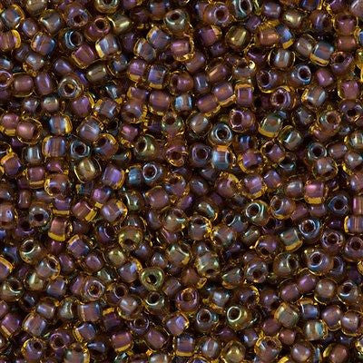 Miyuki Triangle Seed Bead 8/0 Mauve Lined Topaz AB 23g Tube (1162)