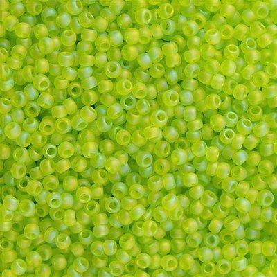 50g Toho Round Seed Bead 11/0 Transparent Matte Lime Green AB (164F)