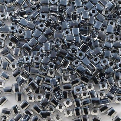 Miyuki 4mm Square Seed Bead Inside Color Lined Black 19g Tube (1106)