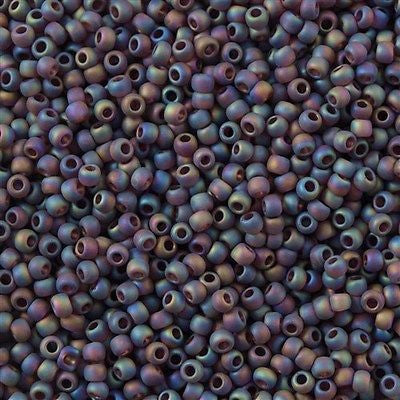 Toho Round Seed Bead 8/0 Transparent Matte Dark Amethyst AB 2.5-inch tube (166CF)