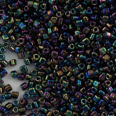 Miyuki Triangle Seed Bead 10/0 Metallic Purple Green Iris 10g (455)