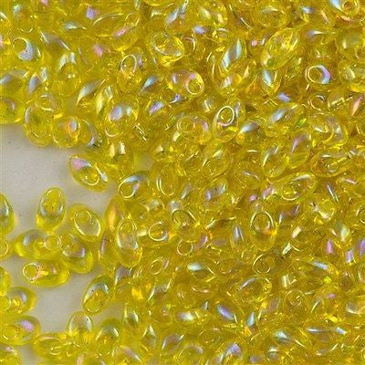 Miyuki Long Magatama Seed Bead Transparent Yellow AB 15g LM-252