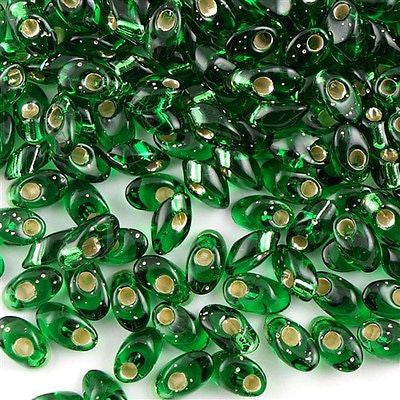 Miyuki Long Magatama Seed Bead Silver Lined Green 8g Tube (16)