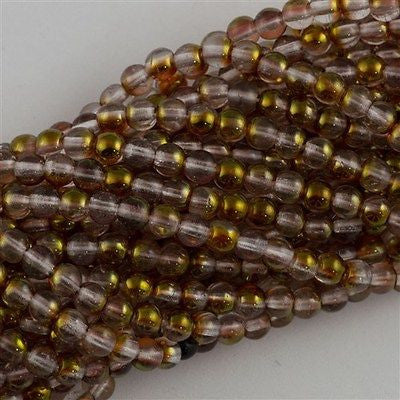 200 Czech 4mm Pressed Glass Round Beads Transparent Pink Luster (14295)