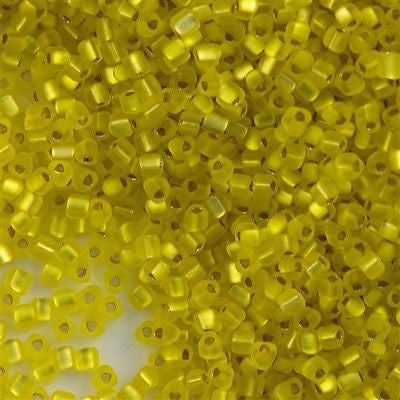 Miyuki Triangle Seed Bead 8/0 Matte Silver Lined Yellow 23g Tube (6F)