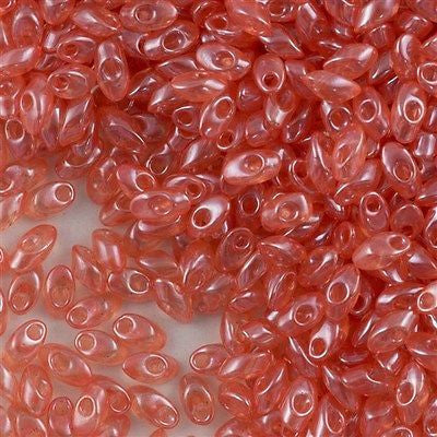 Miyuki Long Magatama Seed Bead Transparent Peach Luster 8g Tube (3507)