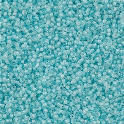 Miyuki Round Seed Bead 15/0 Inside Color Lined Aqua Mist Luster 2-inch Tube (2207)