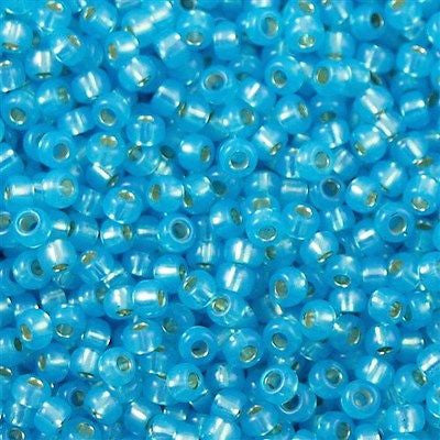 Miyuki Round Seed Bead 8/0 Silver Lined Dyed Aqua Blue 22g Tube (647)