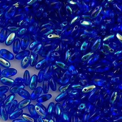 Czech Rizo 2.5x6mm Beads Medium Light Cobalt AB 15g RZ-30070AB