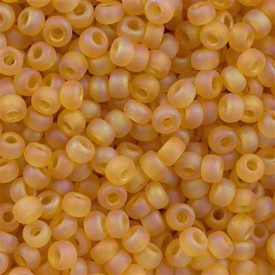 Miyuki Round Seed Bead 6/0 Transparent Matte Light Amber AB 20g Tube (132FR)